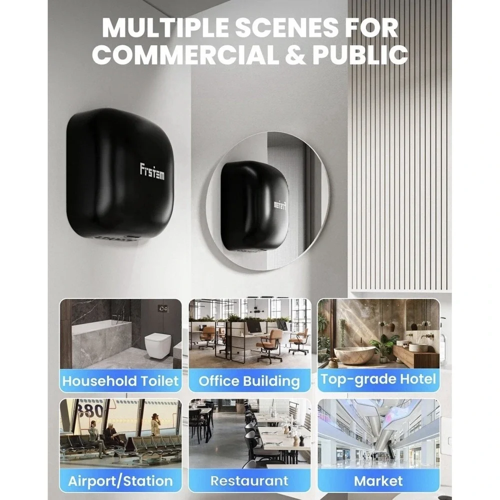 1800W Commercial Hand‎ Dryers, High Speed Hand Dryer for Home, Bathrooms